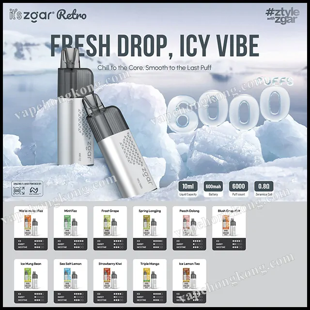 01 Zgar RETRO-6000 Disposable Vape (6,000 Puffs) (650mAh) (Promo: Buy 5 Get 1 Free, Buy 10 Get 3 Free) - Image 1