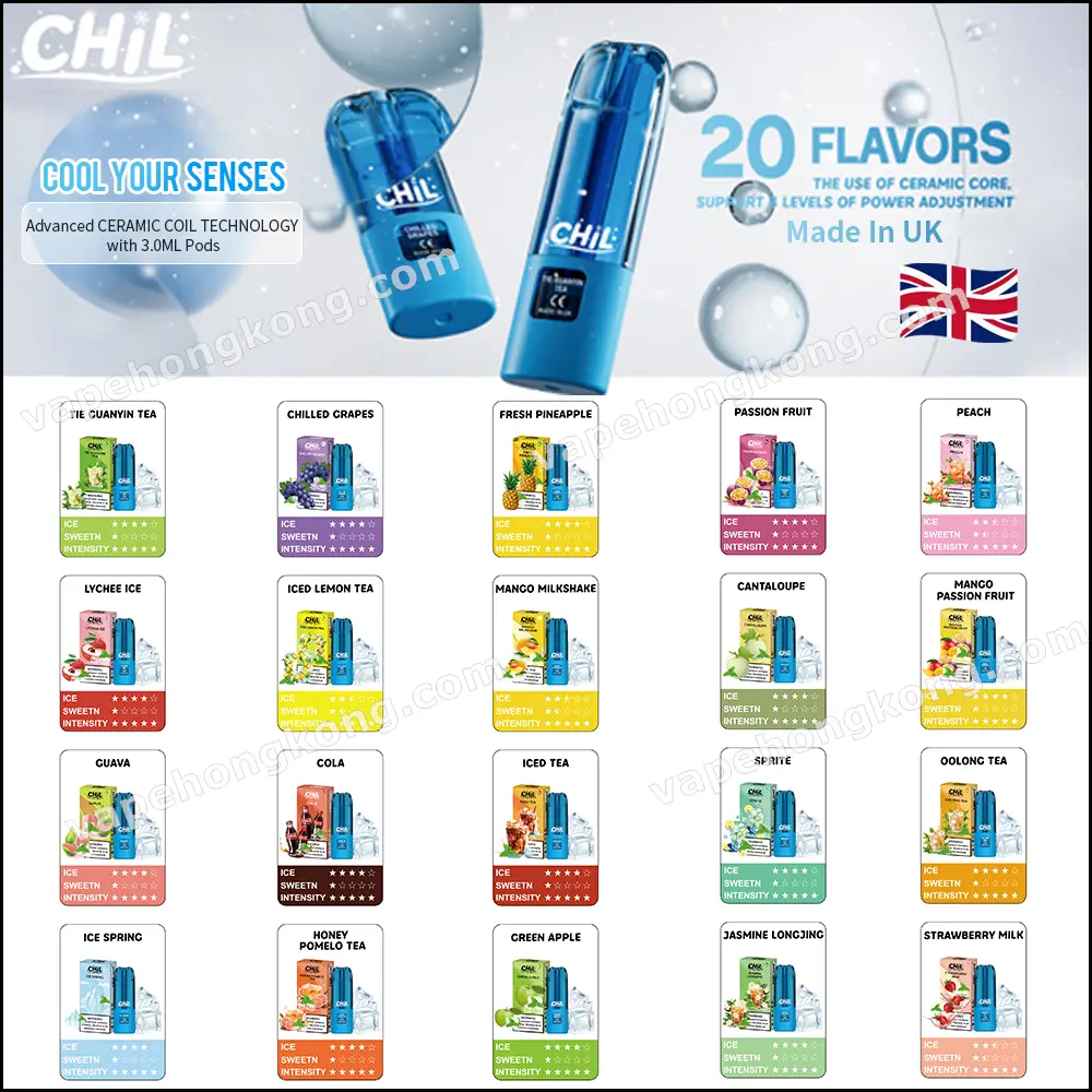 01 Chil Vape Pods (UK-Made) (Compatible with Relx Gen 4, 5, 6) (Single Pod) (3.0ML Capacity) (Extreme Ice Series) - Image 1