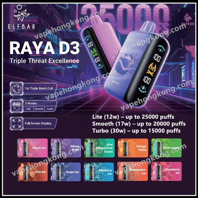 01 Elfbar Raya D3 25000 Puffs Disposable Vape (3 Power Modes) (850mAh) (Rechargeable) (Promo: Buy 5 Get 1 Free, Buy 10 Get 3 Free) - Image 1