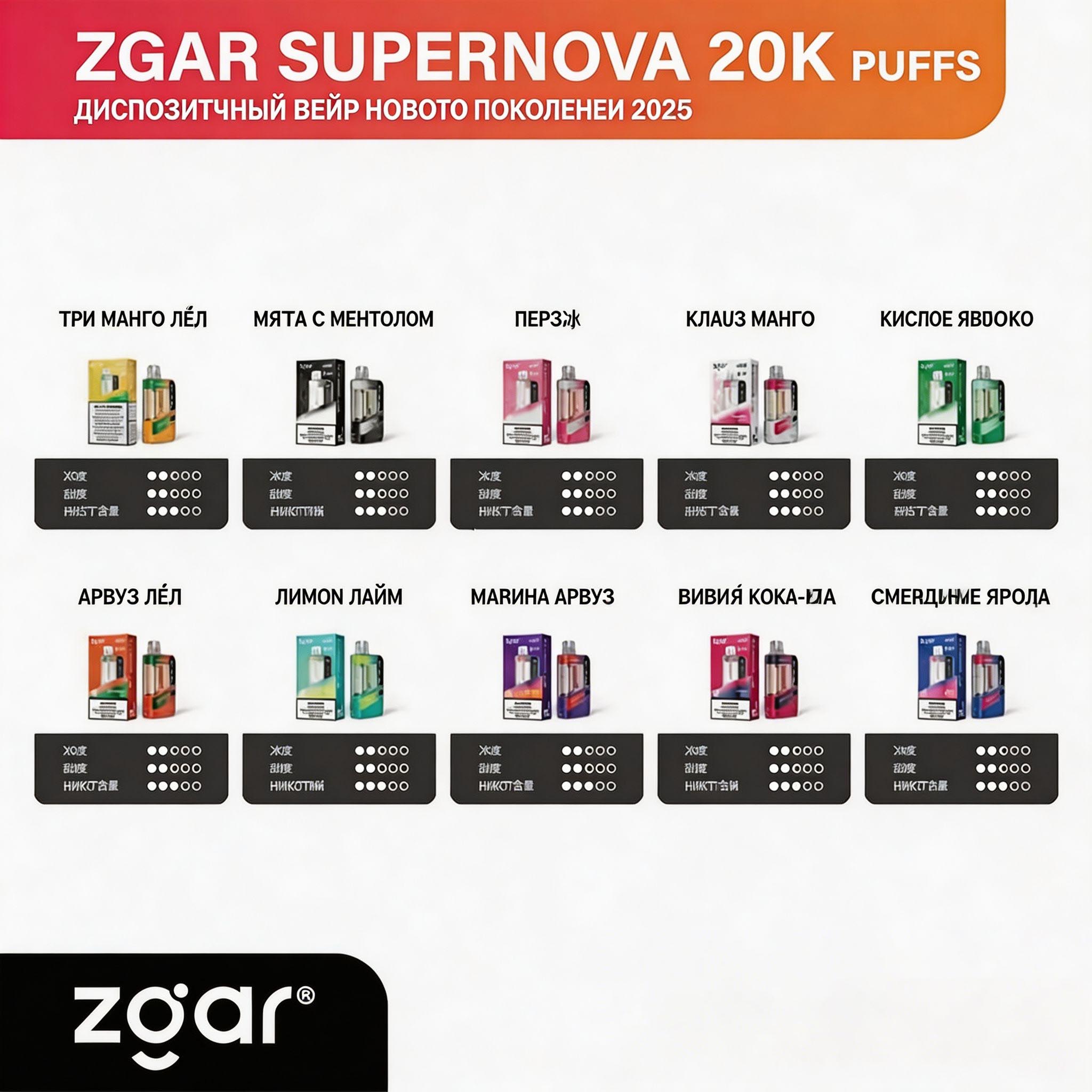 Zgar Supernova Disposable Vape (20,000 Puffs / 18ml) (700mAh) (16 & 25W Adjustable Mode) (Promo: Buy 3 Get 1 Free, Buy 8 Get 3 Free) detail image 1