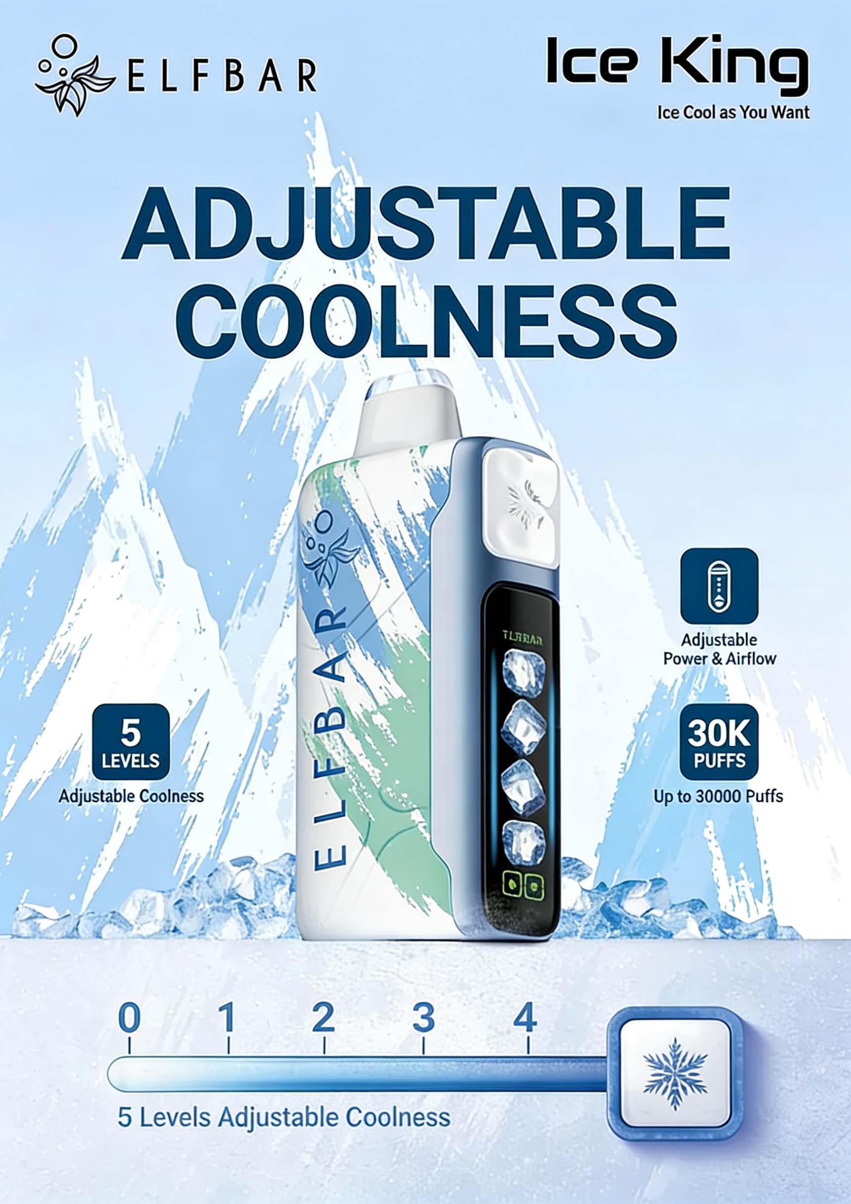 Elfbar Ice King 40K Puffs Disposable Vape (Coolness/Power/Airflow Adjustment) (Promo: Buy 5 Get 1, Buy 10 Get 3) detail image 1