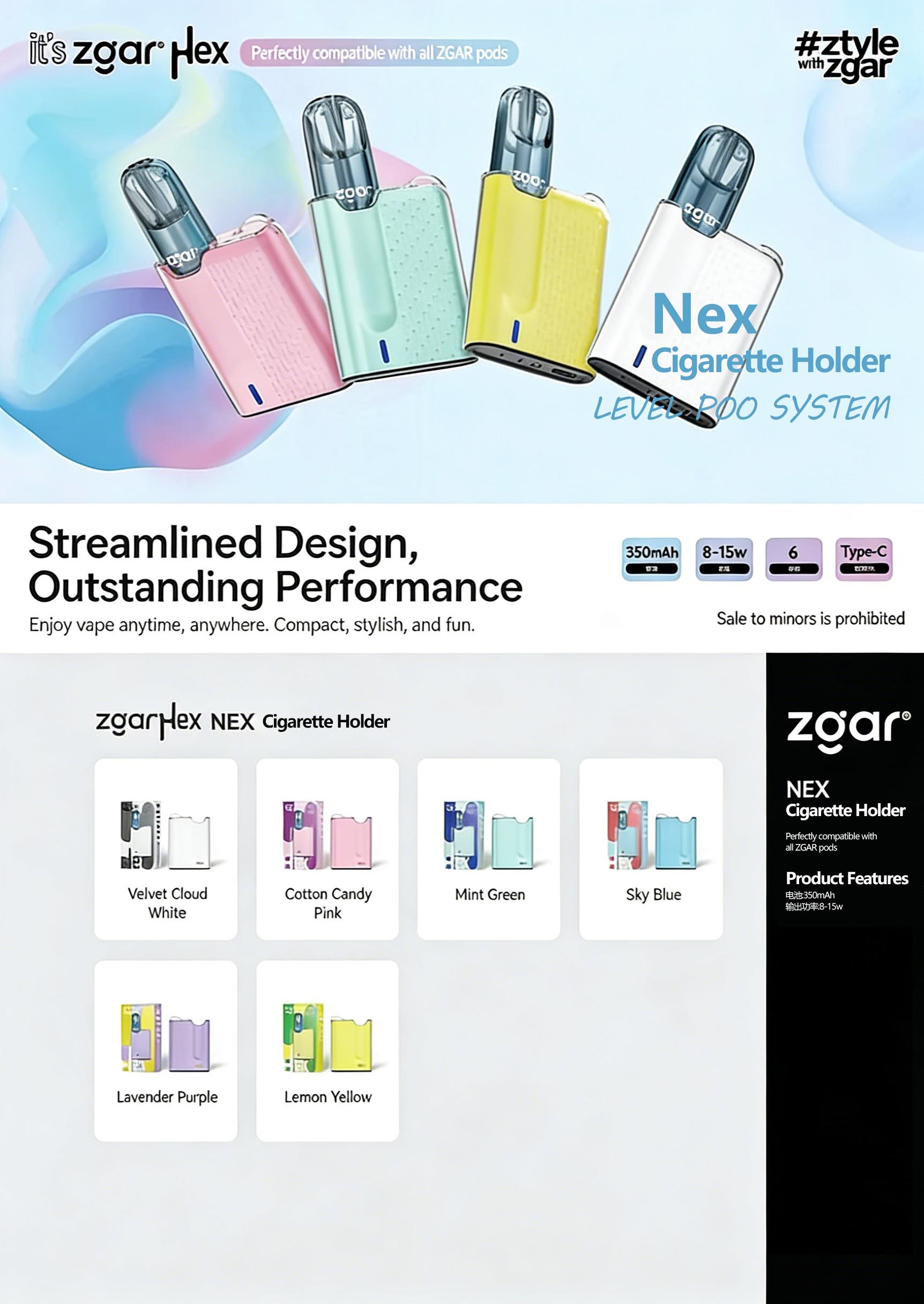 Zgar Nex Vape Device (RELX Gen 4, 5, 6 Compatible) (Promo: Buy 9 Zgar 6.0s Pods, Get 1 Free Zgar Nex Device) detail image 1