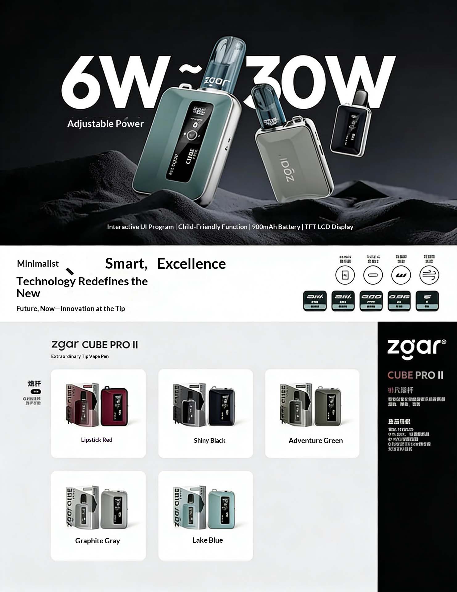 Zgar Pod Device Cube Pro II Vape Device (Relx Gen 4-6 Compatible) detail image 1