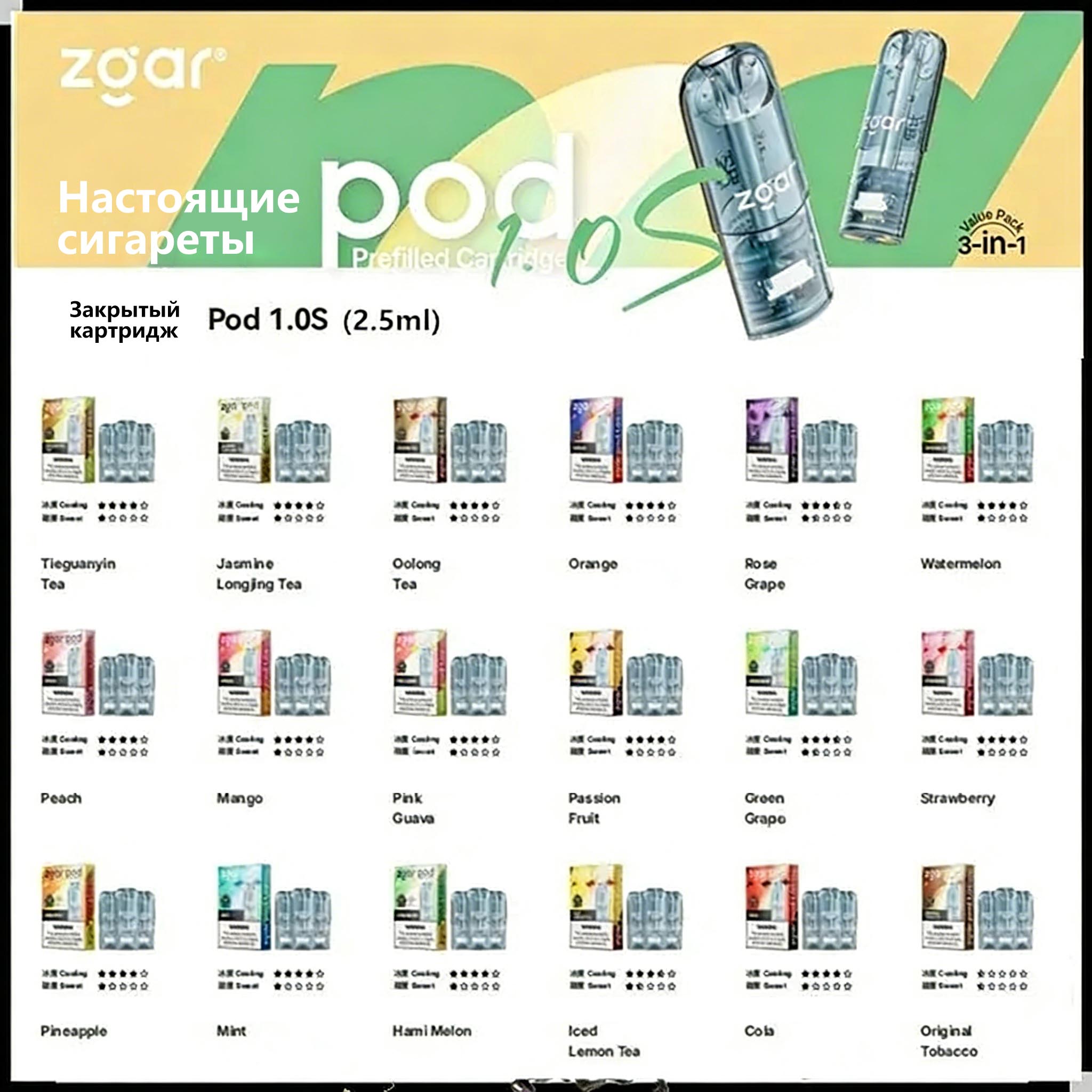 ZGAR 1.0s Vape Pods (3-in-1 Pack) detail image 1