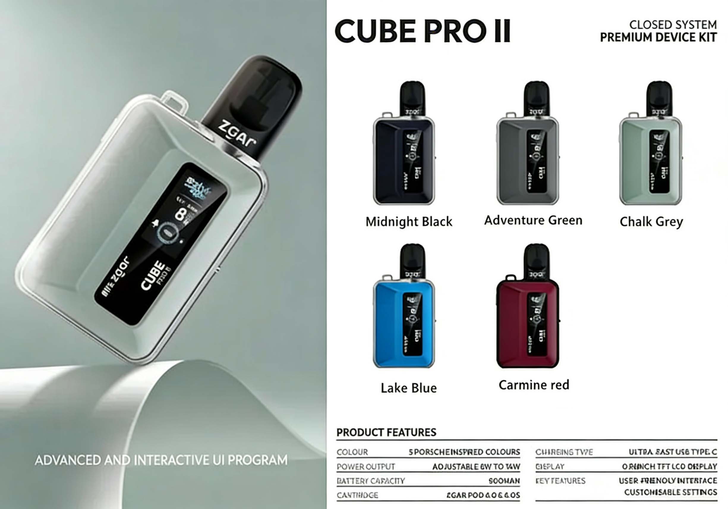 Zgar Pod Device Cube Pro II Vape Device (Relx Gen 4-6 Compatible) detail image 2