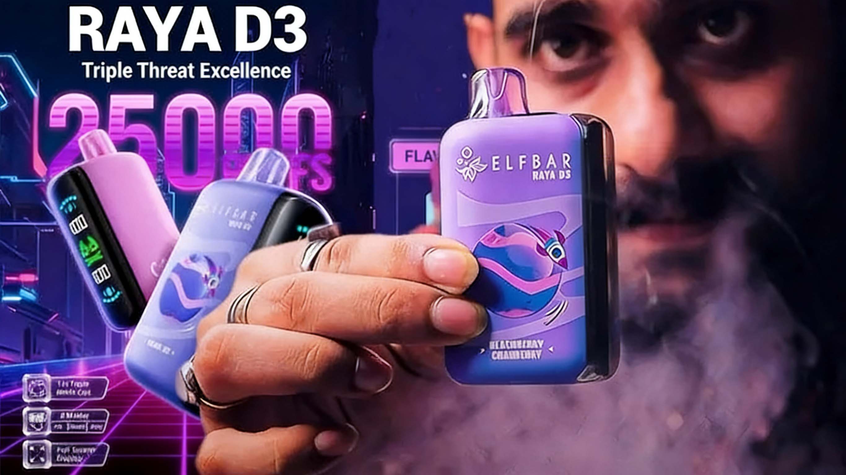 Elfbar Raya D3 25000 Puffs Disposable Vape (3 Power Modes) (850mAh) (Rechargeable) (Promo: Buy 5 Get 1 Free, Buy 10 Get 3 Free) detail image 3