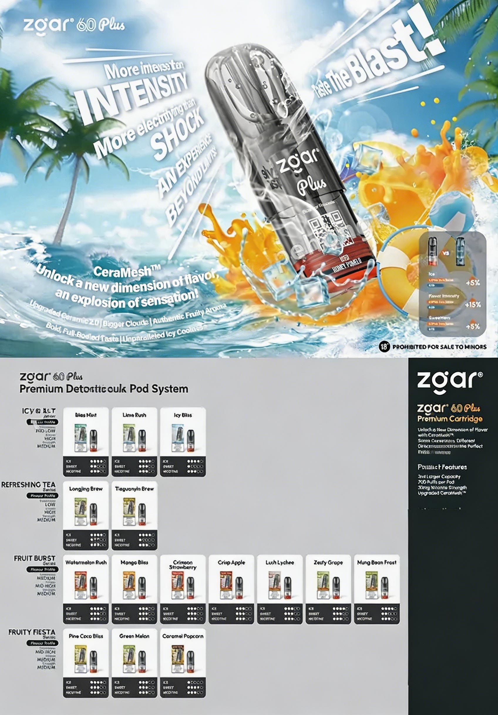ZGAR 6.0Plus Pods (Relx 4-6 Gen Compatible) (3ml Single Pod) (15 Flavors) (Promo: Buy 9 Pods, Get 1 Free Zgar Nex Device) detail image 5