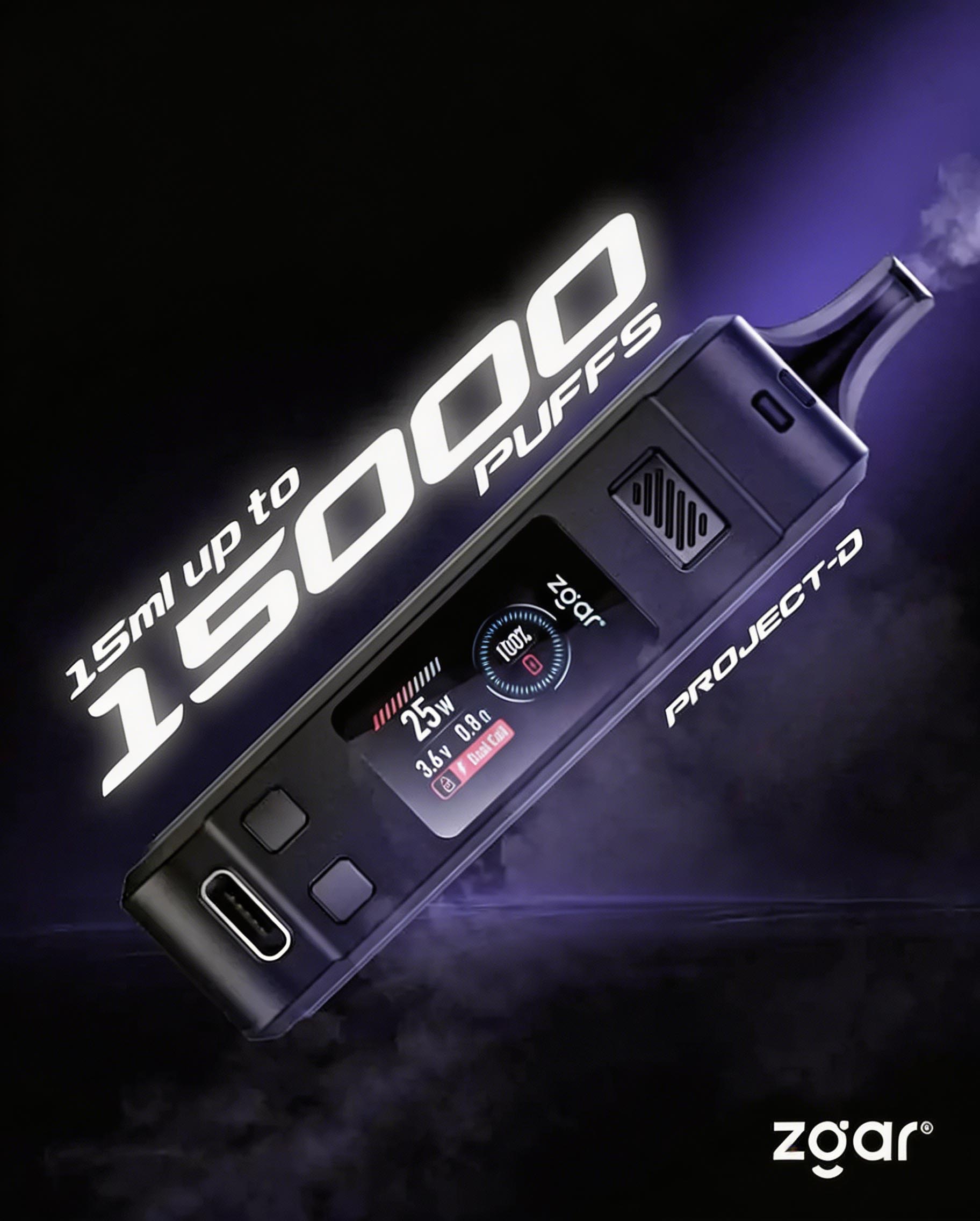 ZGAR PROJECT-D Pod System (15000 Puffs) (700mAh) (Adjustable 11W/25W Output) (MTL & DTL Dual Mode) (Promo: Buy 5 Packs, Get 1 Free Device) detail image 9