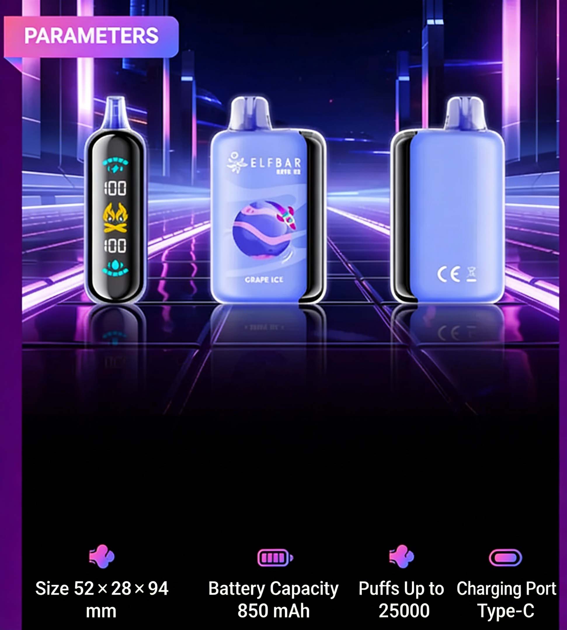 Elfbar Raya D3 25000 Puffs Disposable Vape (3 Power Modes) (850mAh) (Rechargeable) (Promo: Buy 5 Get 1 Free, Buy 10 Get 3 Free) detail image 10