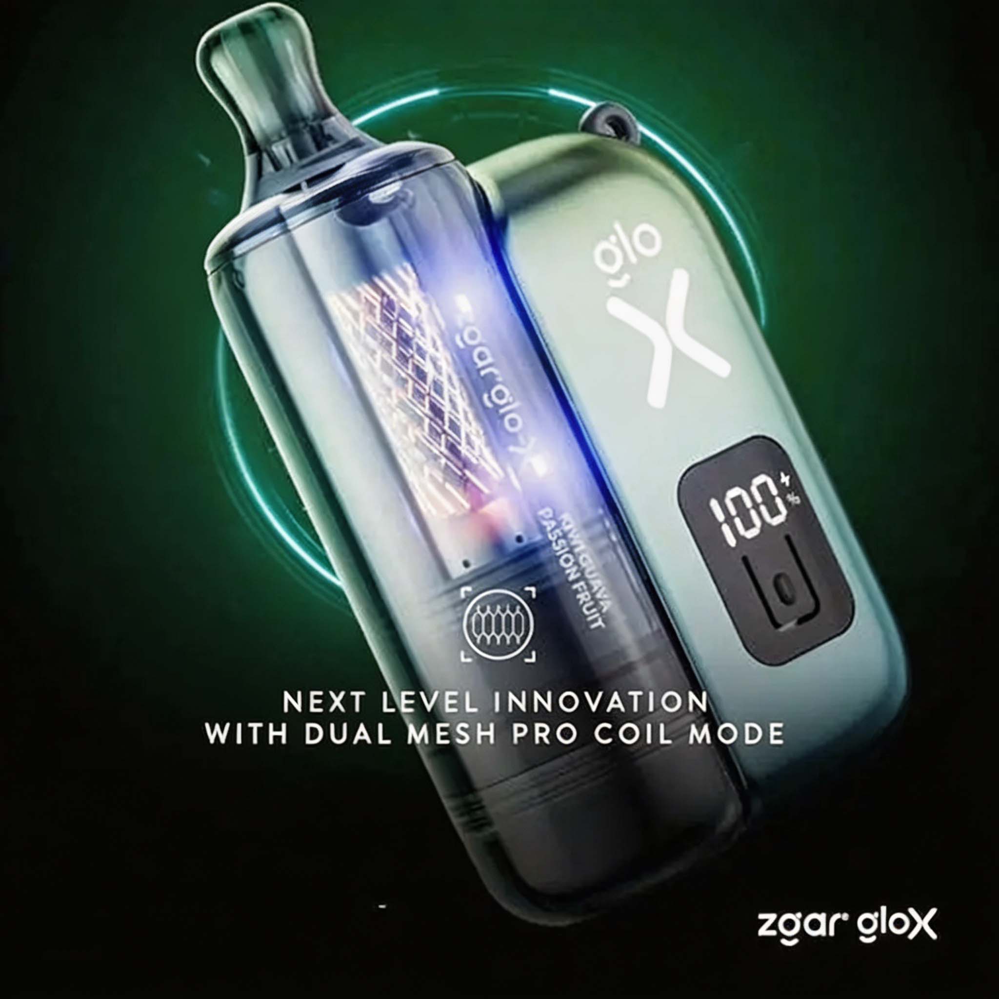Zgar Glo-X Pod System (12000 Puffs) (Rechargeable) (900mAh) (12/16/20W Output) (Dual Mesh Coil Mode) (Multiple Flavors) detail image 10