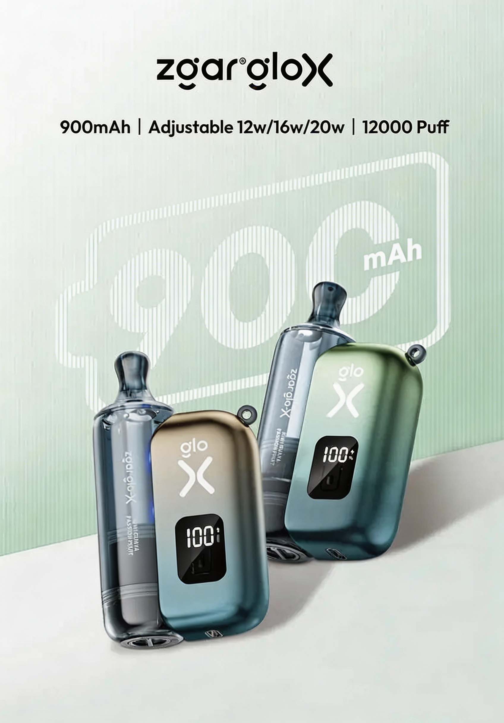 Zgar Glo-X Pod System (12000 Puffs) (Rechargeable) (900mAh) (12/16/20W Output) (Dual Mesh Coil Mode) (Multiple Flavors) detail image 11
